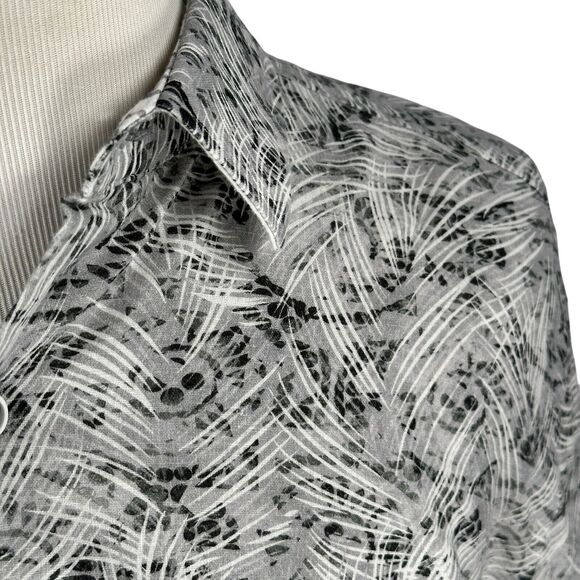 Robert Graham Shirt Men’s 2XL XXL Geometric Gray Flip Cuff Button Up Linen Blend - Picture 3 of 11